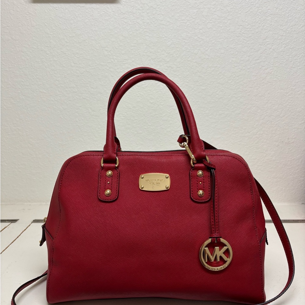 Michael Kors Red Leather Satchel